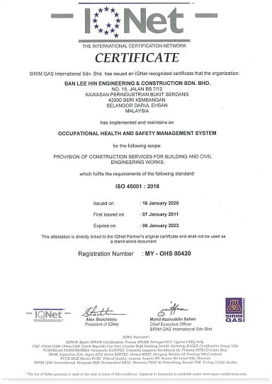 OHSAS IQ NET CERT