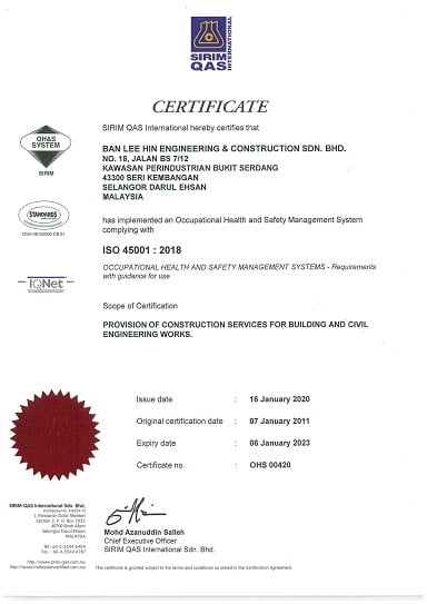 OHSAS SIRIM CERT